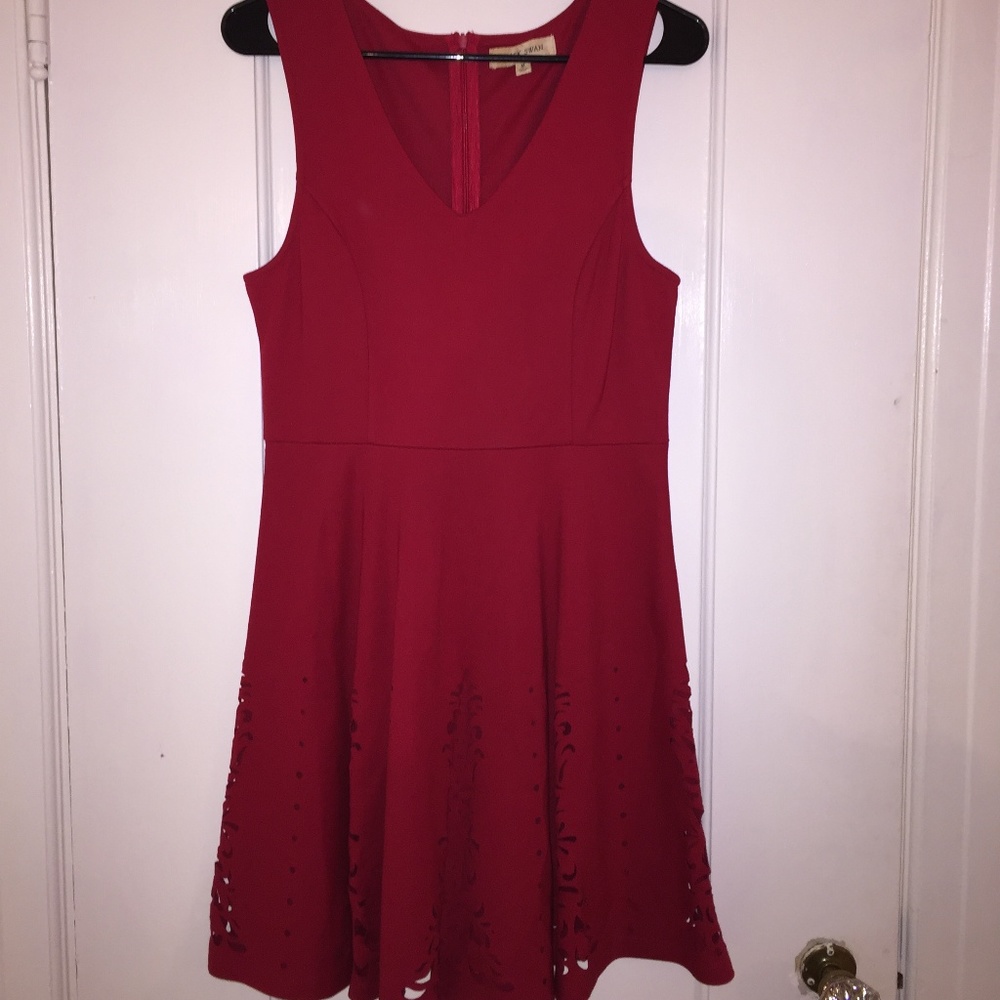 Red Scuba Cut-out Skirt Fit & Flare